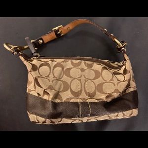 Authentic Coach Brown Canvas Signature Handbag